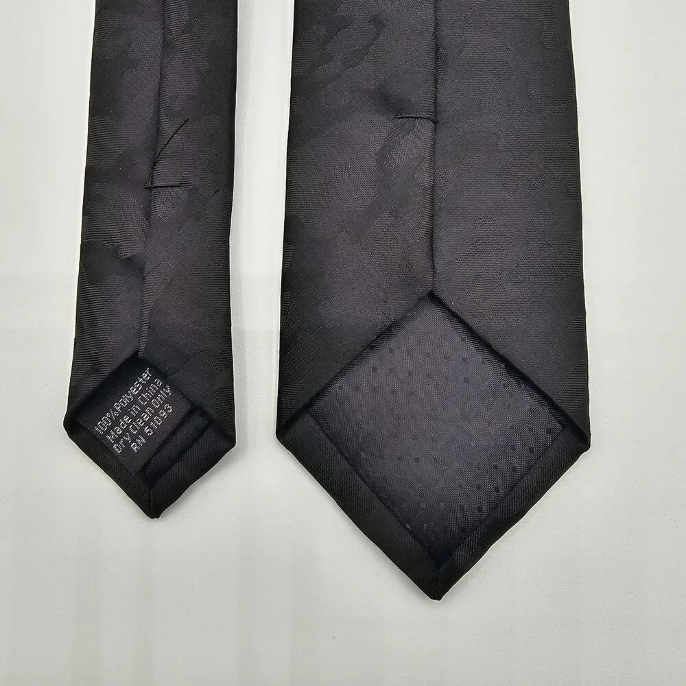 JF J.Ferrar Black Slim Tie 2.5” Narrow Neck Tie Polyester Men